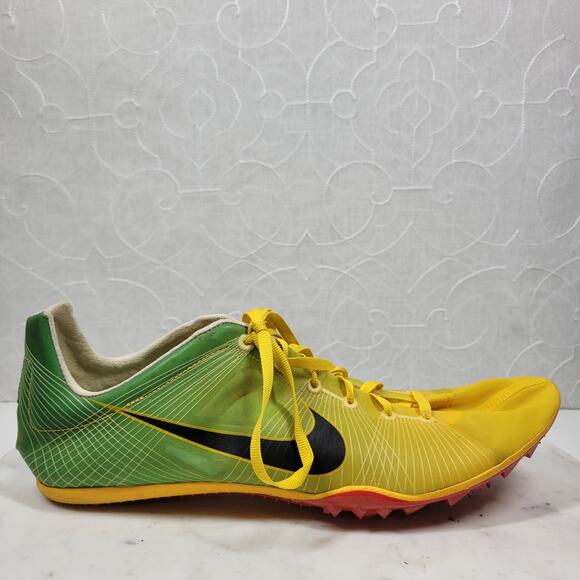 Nike Bowerman Zoom Victory Shoes Mens 11.5‎ Yellow Green Ultra Lite Track Field - Picture 1 of 14